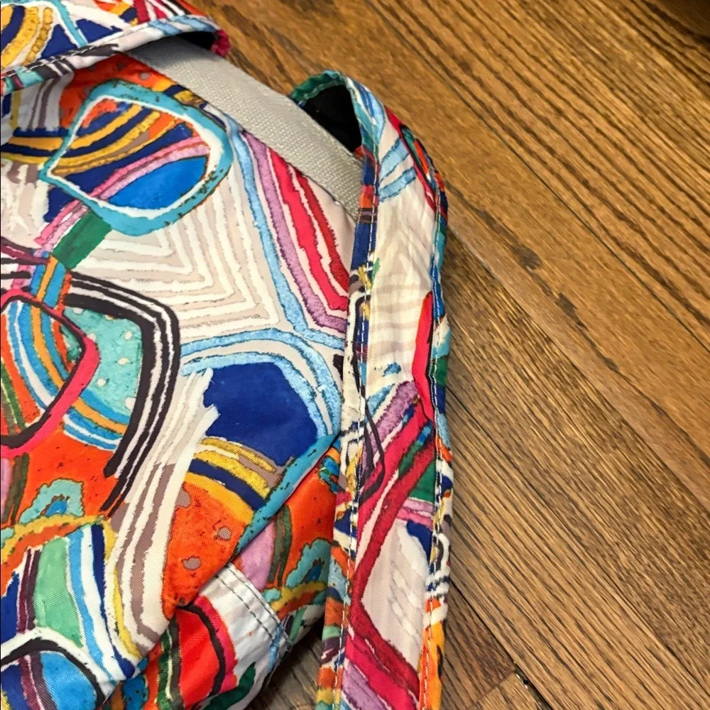Kipling Multicolor Abstract Pattern Backpack with Pink Logo - Picture 5 of 7